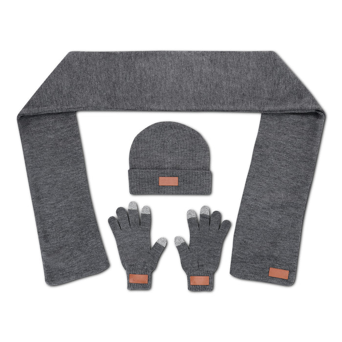 Set of beanie, gloves and scarf